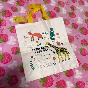 Japan Daiso Kawaii Animal Reusable Tote Bag NWT — Fox Cat Bunny Bear Giraffe